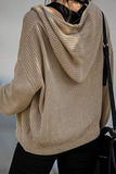 Suéteres casuais com cordão e zíper e gola com capuz (5 cores)