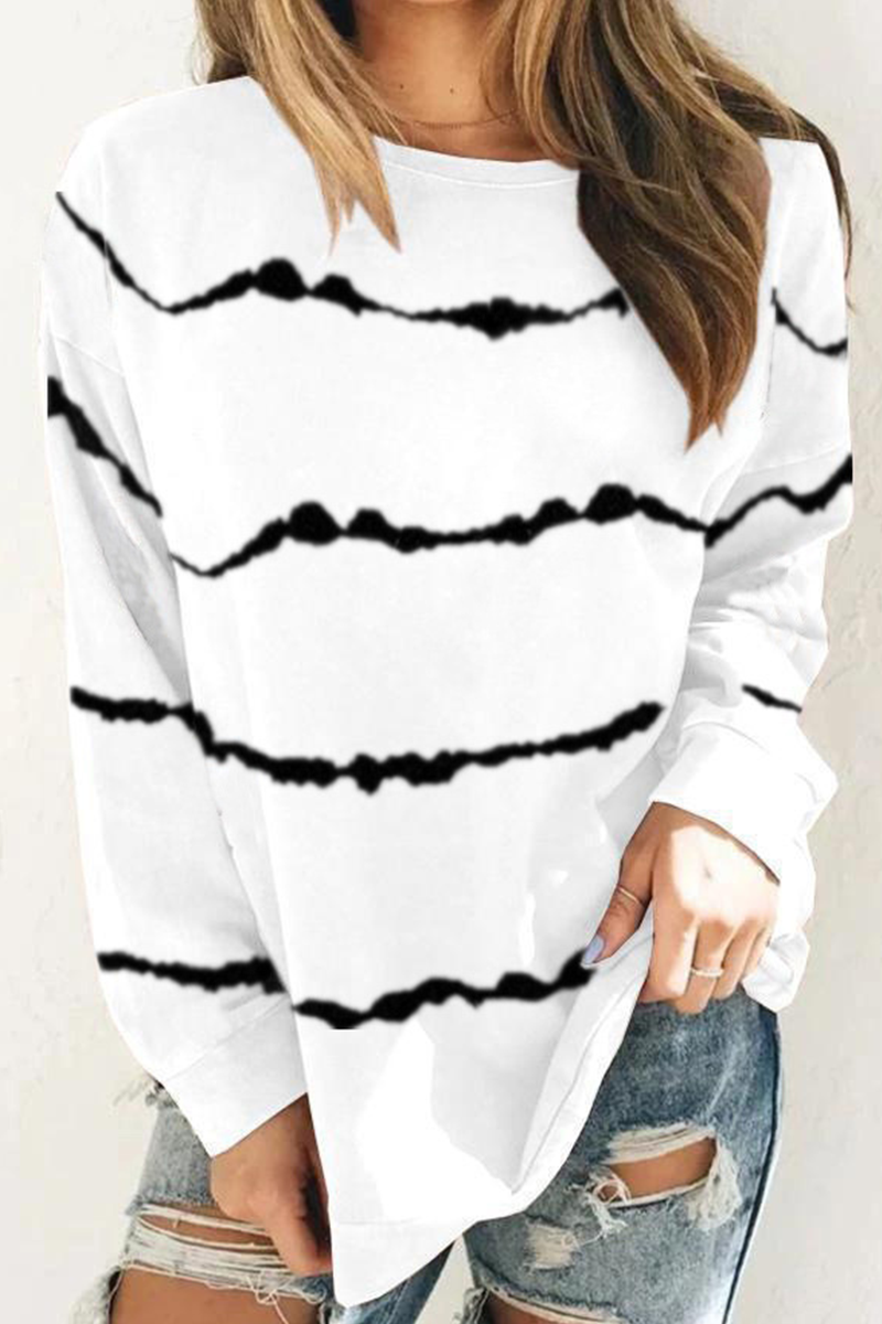 Casual Striped Split Joint Basic O Neck Tops(9 colors)