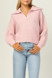 Casual Solid Split Joint Turndown Collar Tops Sweater
