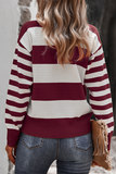 Suéteres casuais listrados com gola redonda e contraste (4 cores)