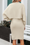 Elegant Solid Split Joint O Neck Long Sleeve Two Pieces