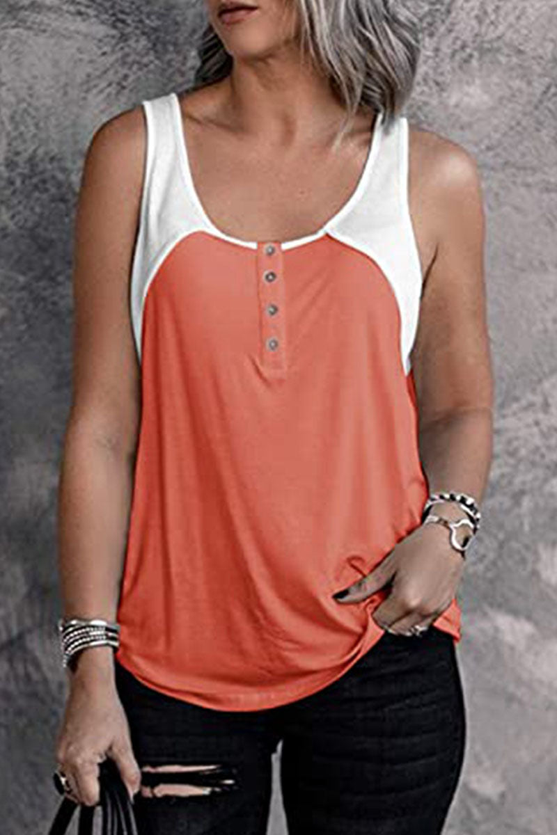 Fashion Casual Solid Split Joint U Neck Tops