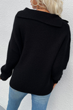 Casual Solid Patchwork Turndown Collar Tops Sweater（4 colors）