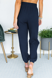 Pantalones informales de color liso Harlan con bolsillo de retazos lisos sueltos de cintura media (6 colores)