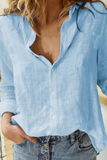 Blusas informales con cuello vuelto y hebilla de retazos lisos (5 colores)