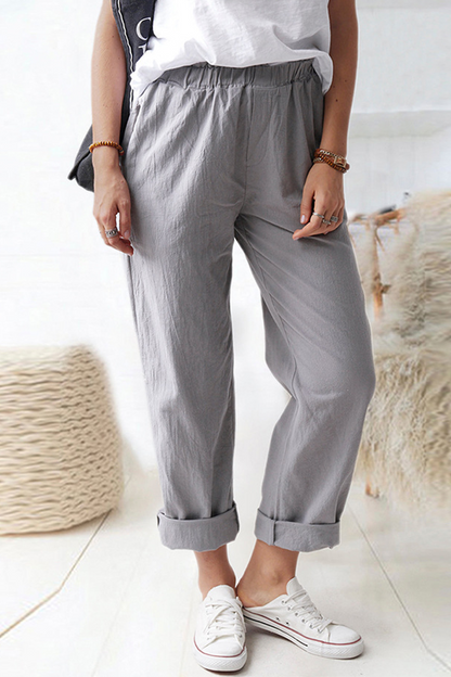 Casual Solid Patchwork Pocket Straight Solid Color Bottoms