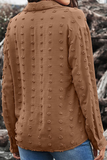 Blusas elegantes con cuello vuelto y hebilla de retales lisos (6 colores)