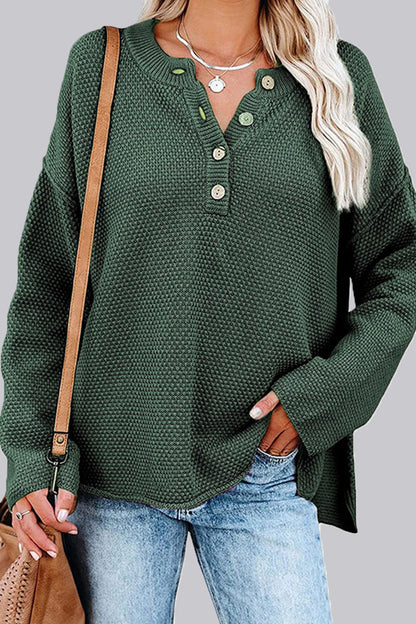 Casual Solid Split Joint O Neck Tops(7 Colors)