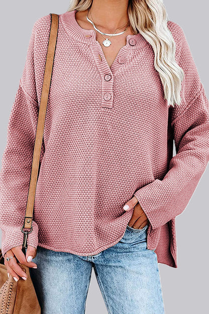 Casual Solid Split Joint O Neck Tops(7 Colors)