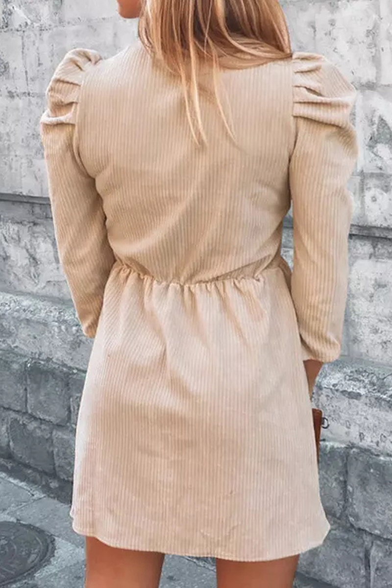 Elegant Solid Split Joint Flounce V Neck Waist Skirt Dresses(5 colors)