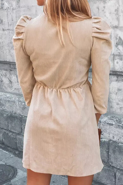 Elegant Solid Split Joint Flounce V Neck Waist Skirt Dresses(5 colors)