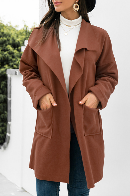 Casual Solid Split Joint Pocket Turndown Collar Outerwear