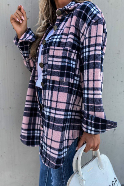 Casual Vintage Plaid Patchwork Buckle Turndown Collar Outerwear(8 colors)
