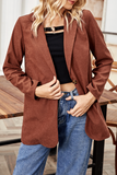 Casual Solid Split Joint Buttons Turn-back Collar Outerwear