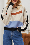 Casual Street Patchwork Contrast O Neck Tops