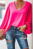 Casual Solid Patchwork V Neck Tops(8 Colors)