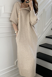 Casual elegante fivela sólida com cinto vestidos de gola alta (3 cores)