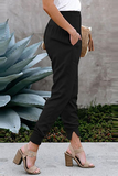 Casual sólido bolso capris cintura alta lápis calças de cor sólida (5 cores)