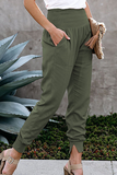 Casual sólido bolso capris cintura alta lápis calças de cor sólida (5 cores)