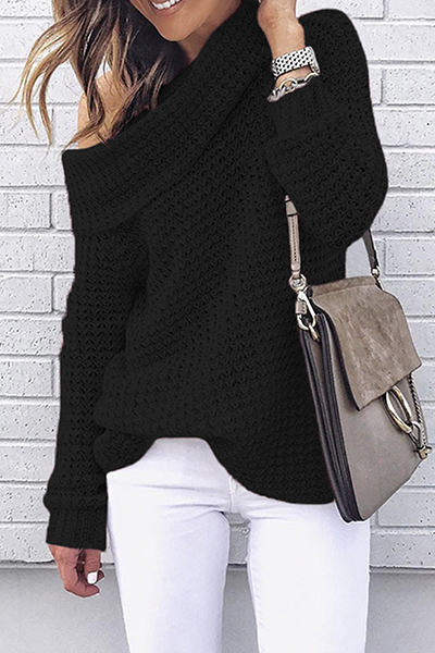 Casual Solid Off the Shoulder Tops Sweater(5 Colors)
