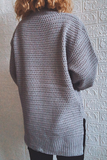 Suéter casual com fenda sólida e meia gola alta