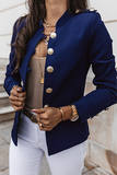 Ropa de abrigo informal con cuello mandarín y hebilla de retazos lisos (8 colores)