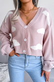 Suéter casual patchwork com fivela contrastante com decote em V