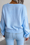 Suéter informal con cuello en V y contraste con hebilla y retales