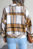 Casual Plaid Buckle Turndown Collar Outerwear(3 Colors)