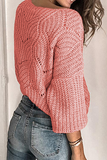 Suéteres casuais sólidos vazados com decote em O (5 cores)