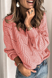 Casual Solid Hollowed Out Patchwork O Neck Sweaters(5 Colors)