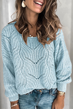 Casual Solid Hollowed Out Patchwork O Neck Sweaters(5 Colors)