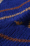 Suéteres casuais listrados patchwork com decote em V (3 cores)