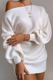 Casual Solid Patchwork Off the Shoulder Tops Sweater