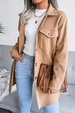 Casual Street Solid Buckle With Belt Turndown Collar Outerwear