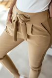 Pantalones casuales de color liso con diseño de correa de retazos lisos (3 colores)