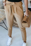 Pantalones casuales de color liso con diseño de correa de retazos lisos (3 colores)