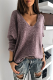 Suéter casual sólido básico con cuello en V (4 colores)