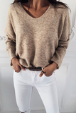 Casual Solid Basic V Neck Sweater(4 Colors)