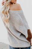 Casual Striped Split Joint  Contrast V Neck Tops Sweater