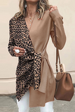 Casual elegante leopardo patchwork alça design agasalhos com decote em V