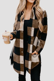 Casual Plaid Pocket Buckle Turndown Collar Outerwear(6 Colors)