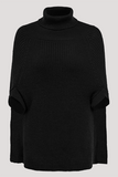 Suéter casual de calle con cuello alto y abertura sólida (sin cinturón)