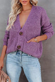 Casual Solid Pocket Buttons V Neck Tops