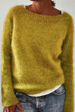 Suéter informal liso básico con cuello redondo (6 colores)