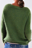 Suéter casual sólido básico com gola O (6 cores)