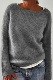 Suéter informal liso básico con cuello redondo (6 colores)