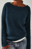 Suéter casual sólido básico com gola O (6 cores)