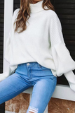 Casual Solid Patchwork Turtleneck Sweater(3 Colors)