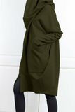 Prendas de abrigo informales con cuello con capucha y cremallera con bolsillo sólido (8 colores)